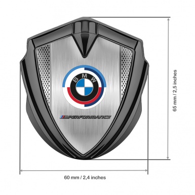 BMW Metal Emblem Self Adhesive Graphite Grey Grate M Performance Logo