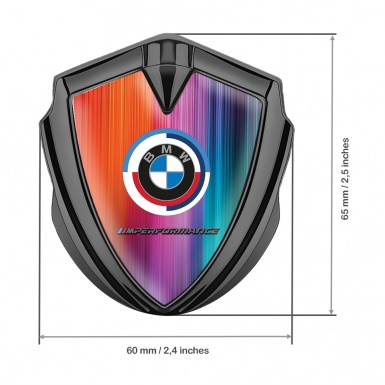 BMW 3D Car Metal Domed Emblem Graphite Color Mesh M Performance Logo