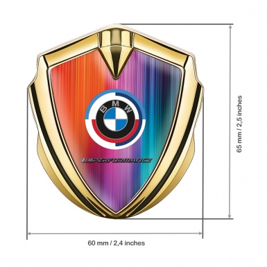 BMW 3D Car Metal Domed Emblem Gold Color Mesh M Performance Logo