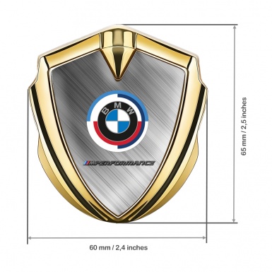 BMW Bodyside Domed Emblem Gold Brushed Metal Effect M Performance