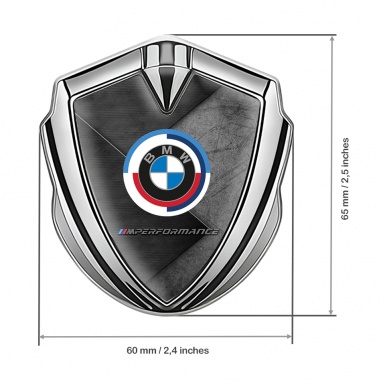 BMW Bodyside Badge Self Adhesive Silver Dark Plate M Performance 