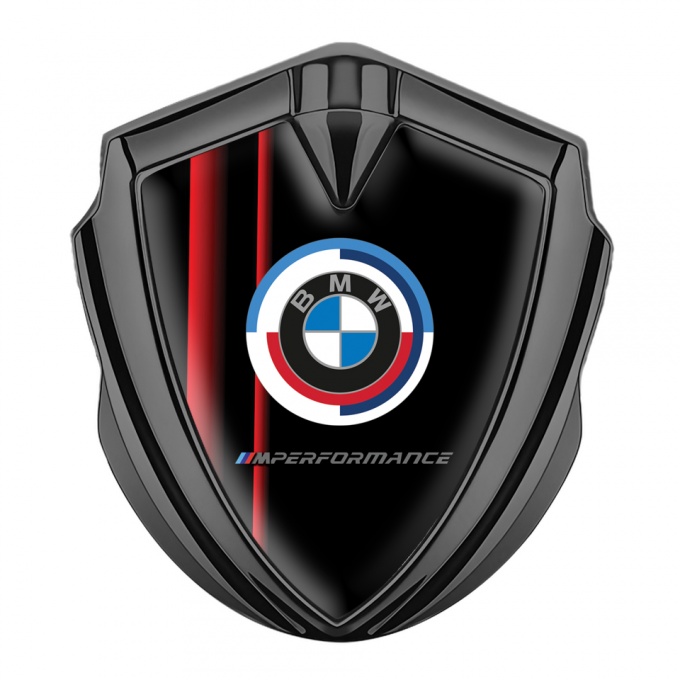 BMW Trunk Emblem Badge Graphite Black Red Sport Stripe M Performance