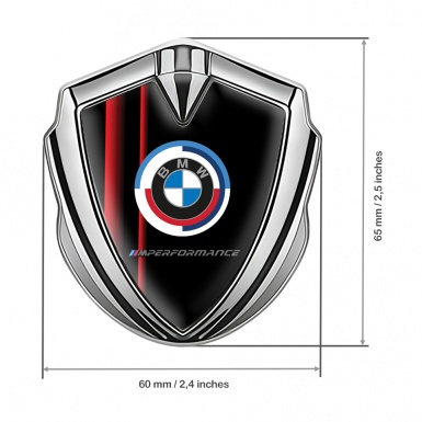 BMW Trunk Emblem Badge Silver Black Red Sport Stripe M Performance