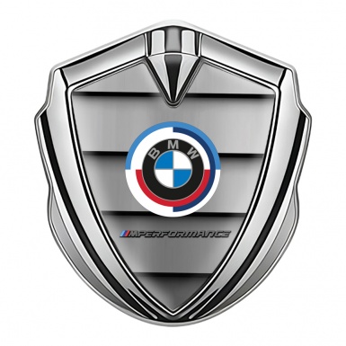 BMW Trunk Metal Emblem Badge Silver Shutter Effect M Performance