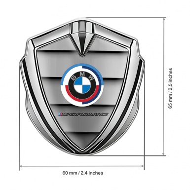 BMW Trunk Metal Emblem Badge Silver Shutter Effect M Performance
