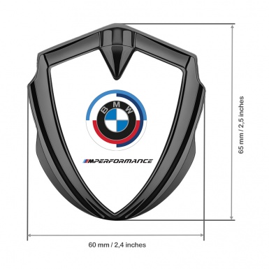 BMW Metal Emblem Self Adhesive Graphite White Base M Performance