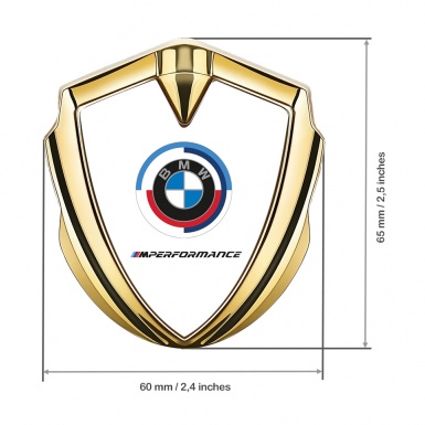 BMW Metal Emblem Self Adhesive Gold White Base M Performance
