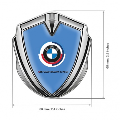 BMW Bodyside Domed Emblem Silver Light Blue Base M Performance