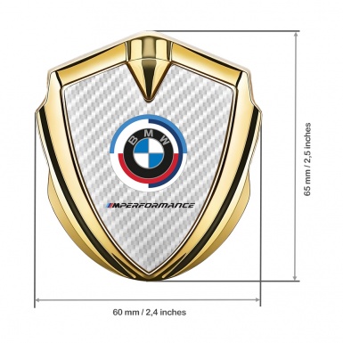 BMW Tuning Emblem Self Adhesive Gold White Carbon M Performance