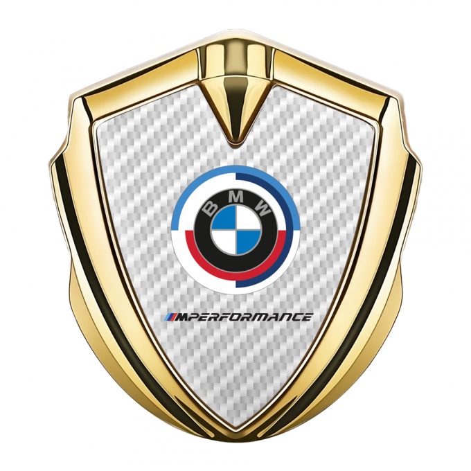 BMW Tuning Emblem Self Adhesive Gold White Carbon M Performance