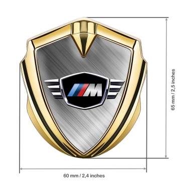 BMW M Power Fender Metal Domed Emblem Gold Winged Logo Edition