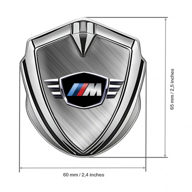 BMW M Power Fender Metal Domed Emblem Silver Winged Logo Edition