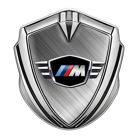 BMW M Power Fender Metal Domed Emblem Silver Winged Logo Edition