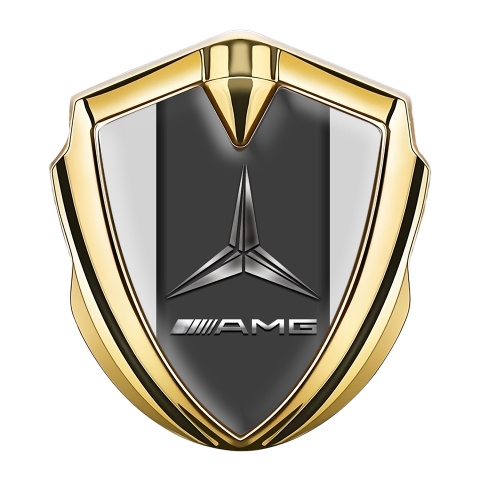 Mercedes AMG Trunk Metal Emblem Badge Gold Grey Base Center Pilon