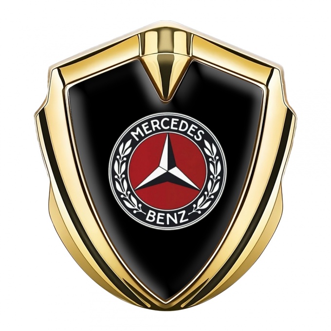 Mercedes Benz Self Adhesive Bodyside Emblem Gold Black Red Circle