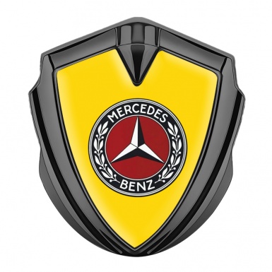 Mercedes Benz Metal Emblem Self Adhesive Graphite Yellow Base Red Ring