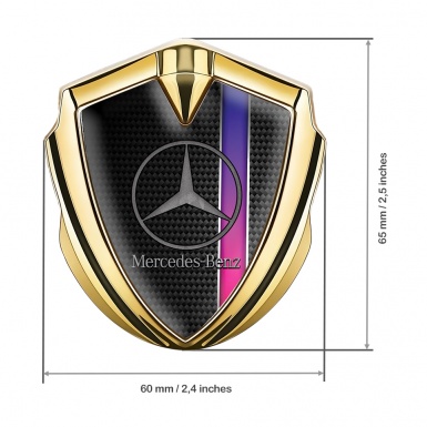 Mercedes Benz Bodyside Domed Emblem Gold Black Carbon Color Stripe