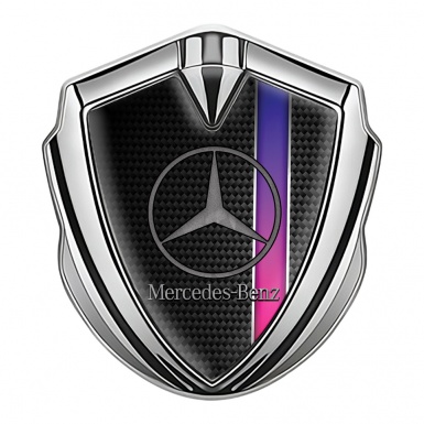 Mercedes Benz Bodyside Domed Emblem Silver Black Carbon Color Stripe