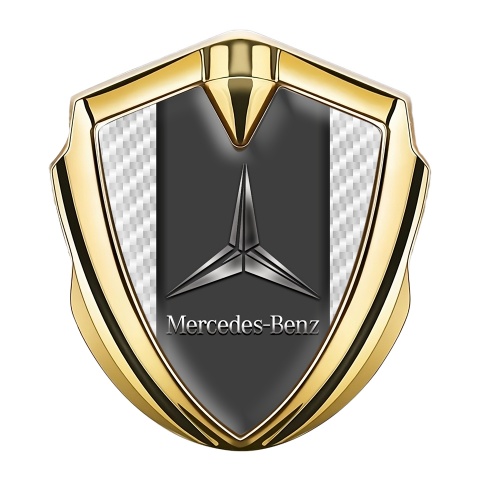 Mercedes Benz Tuning Emblem Self Adhesive Gold White Carbon Design