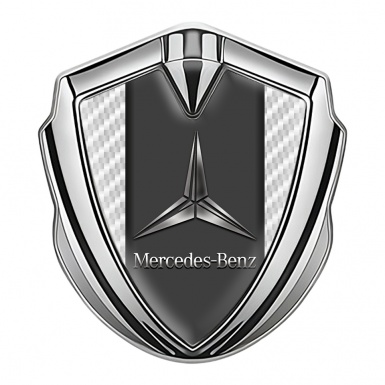 Mercedes Benz Tuning Emblem Self Adhesive Silver White Carbon Design