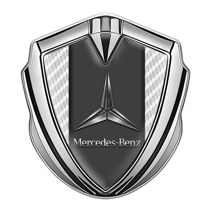 Mercedes Benz Tuning Emblem Self Adhesive Silver White Carbon Design