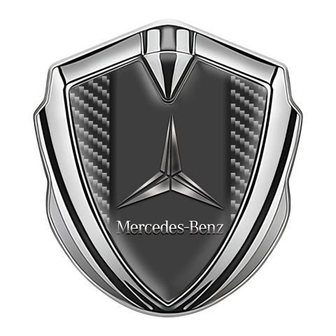 Mercedes Benz Fender Emblem Badge Silver Dark Carbon Metallic Logo