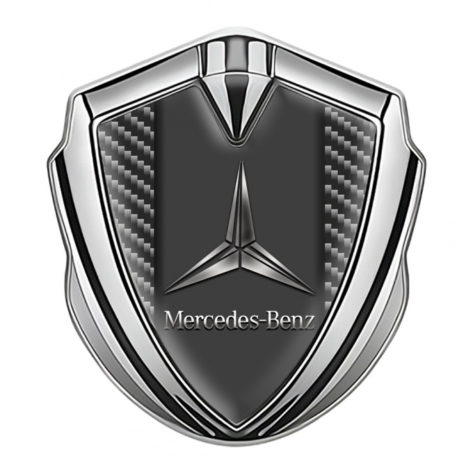 Mercedes Benz Fender Emblem Badge Silver Dark Carbon Metallic Logo