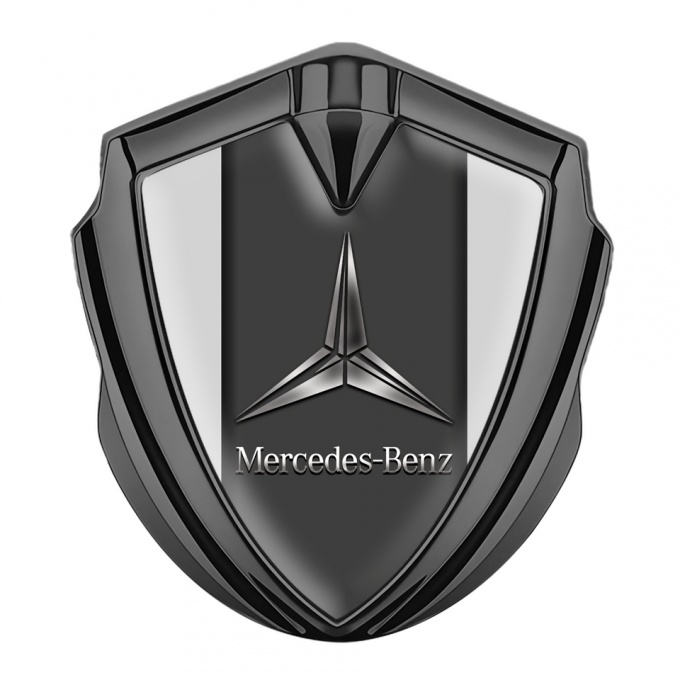 Mercedes Benz Fender Metal Domed Emblem Graphite Grey Base Metallic Logo