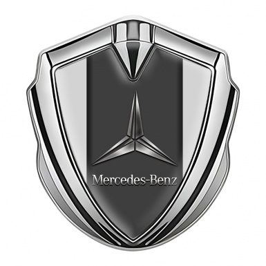 Mercedes Benz Fender Metal Domed Emblem Silver Grey Base Metallic Logo