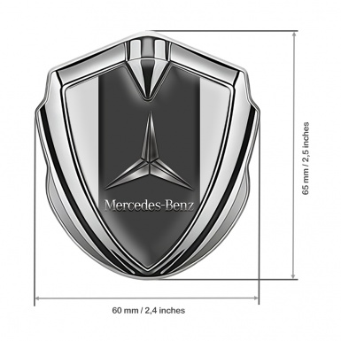 Mercedes Benz Fender Metal Domed Emblem Silver Grey Base Metallic Logo