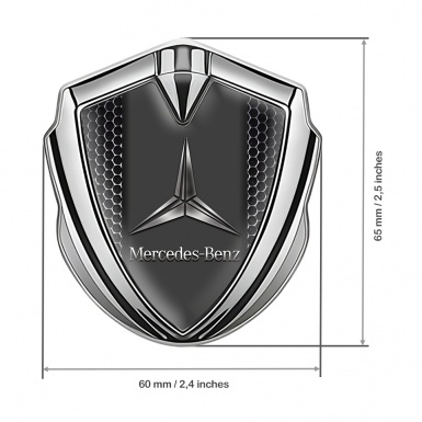 Mercedes Benz Trunk Emblem Badge Silver Dark Grate Metallic Logo