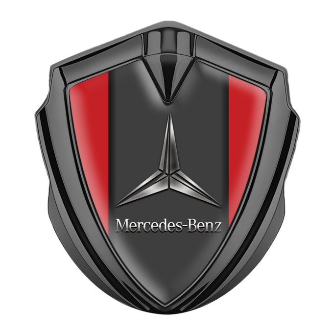 Mercedes Benz Metal Emblem Self Adhesive Graphite Red Base Metallic Logo