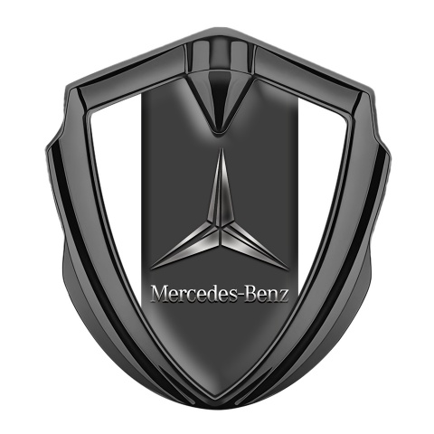 Mercedes Benz 3D Car Metal Domed Emblem Graphite White Base Metallic Logo