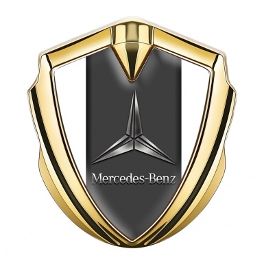 Mercedes Benz 3D Car Metal Domed Emblem Gold White Base Metallic Logo