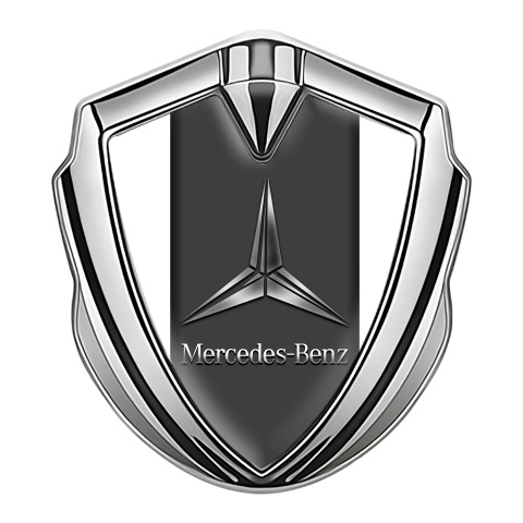 Mercedes Benz 3D Car Metal Domed Emblem Silver White Base Metallic Logo