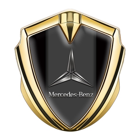 Mercedes Benz Bodyside Domed Emblem Gold Black Base Metallic Logo