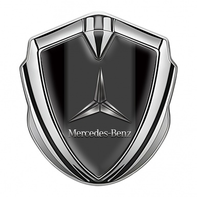 Mercedes Benz Bodyside Domed Emblem Silver Black Base Metallic Logo