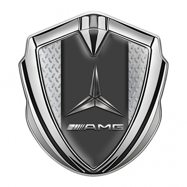 Mercedes AMG Bodyside Badge Self Adhesive Silver Metal Floor Base