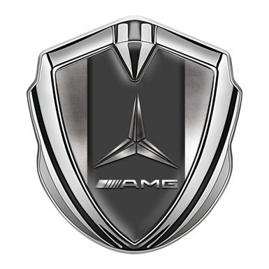 Mercedes AMG Fender Emblem Domed Badge Silver Metal Surface Design