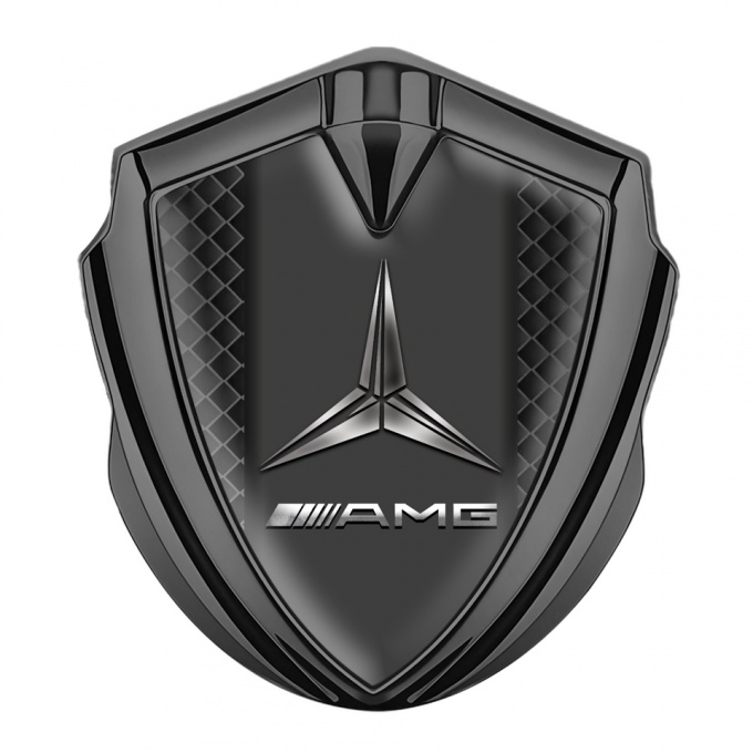 Mercedes AMG Trunk Emblem Domed Badge Graphite Dark Fence Surface 