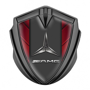 Mercedes AMG Trunk Metal Emblem Badge Graphite Red Elements Grey Pilon