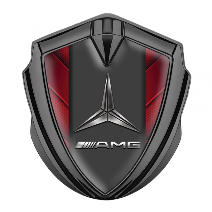 Mercedes AMG Trunk Metal Emblem Badge Graphite Red Elements Grey Pilon