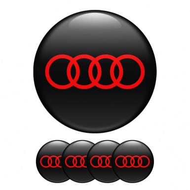 Audi Wheel Center Cap Domed Stickers Classic Red Rings