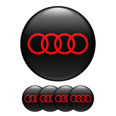 Audi Wheel Center Cap Domed Stickers Classic Red Rings