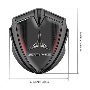 Mercedes AMG 3D Car Metal Domed Emblem Graphite Dark Grate Red Wings