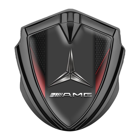 Mercedes AMG 3D Car Metal Domed Emblem Graphite Dark Grate Red Wings