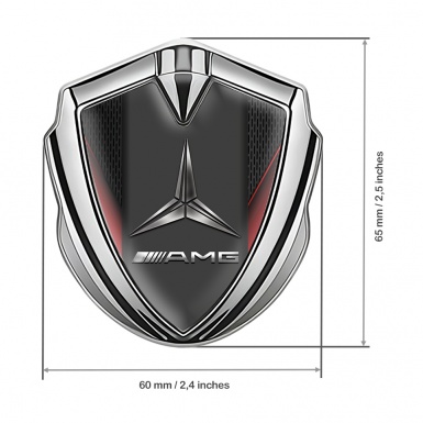 Mercedes AMG 3D Car Metal Domed Emblem Silver Dark Grate Red Wings