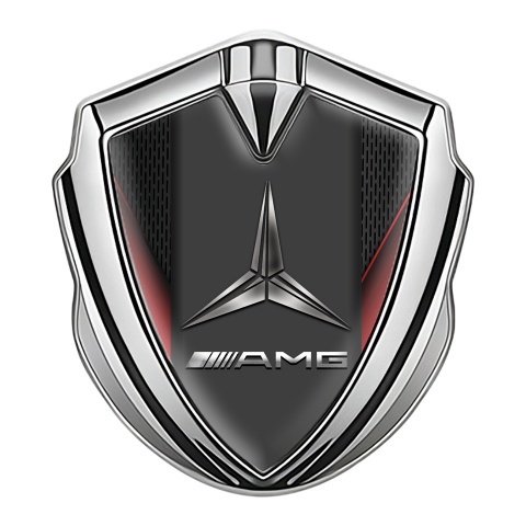 Mercedes AMG 3D Car Metal Domed Emblem Silver Dark Grate Red Wings