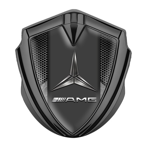 Mercedes AMG Bodyside Domed Emblem Graphite Hexagon Base Metallic Logo