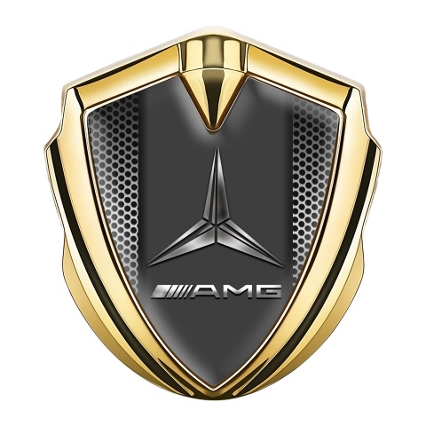 Mercedes AMG Tuning Emblem Self Adhesive Gold Grate Base Metallic Logo